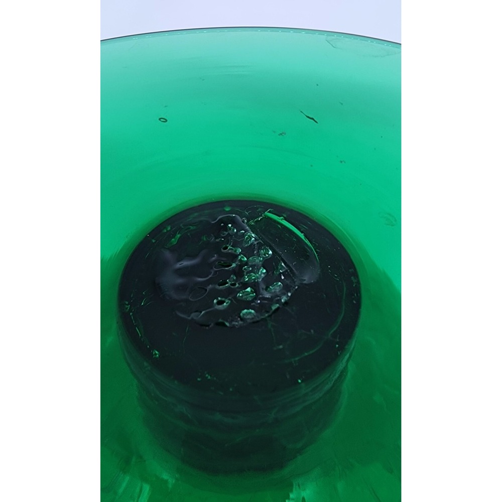 Vintage Hand‎ Blown Emerald Green Crackle Glass Footed Pedestal Vase 6.25 In - Picture 3 of 6